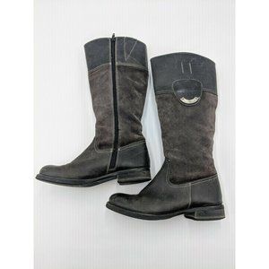 Tom Tailor Women's Brown Suede & Leather Zipper Boot Size 6 1/2 (37) Knee High